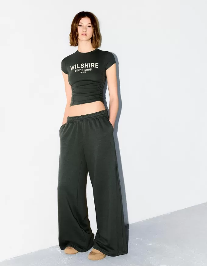 Pantalón de felpa súper ancho Khaki