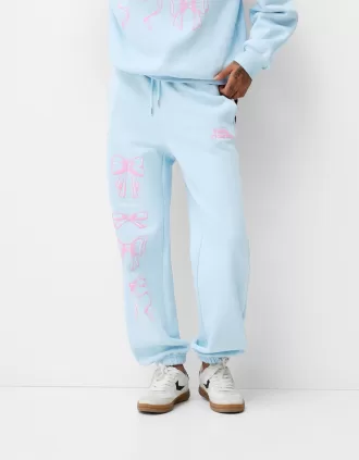 Pantalón deportivo con estampado Light blue