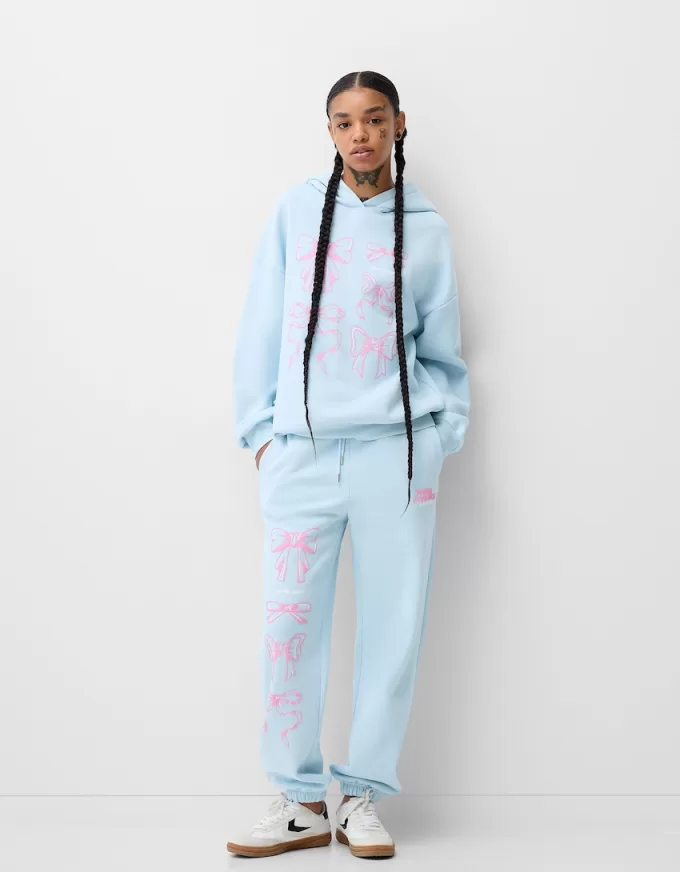 Pantalón deportivo con estampado Light blue