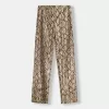Pantalón efecto piel animal print Beige
