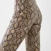 Pantalón efecto piel animal print Beige