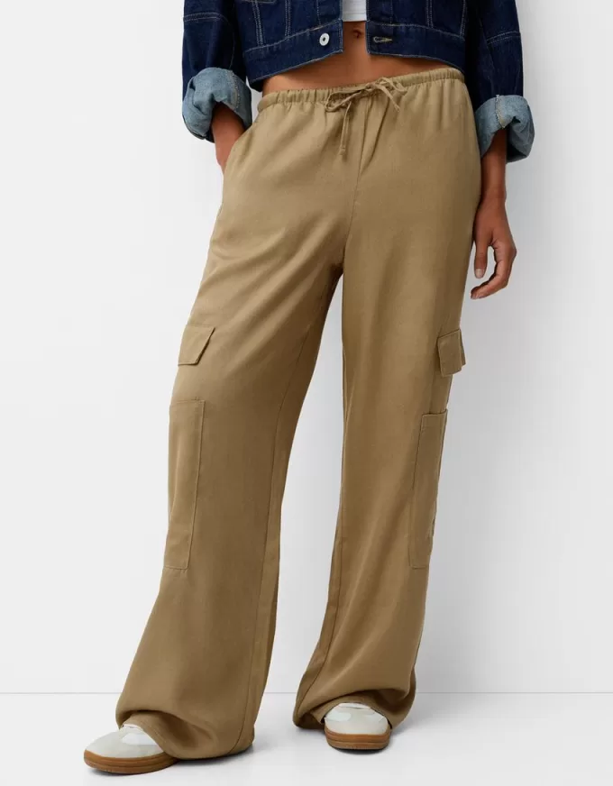 Pantalón fluido con bolsillo lateral Green