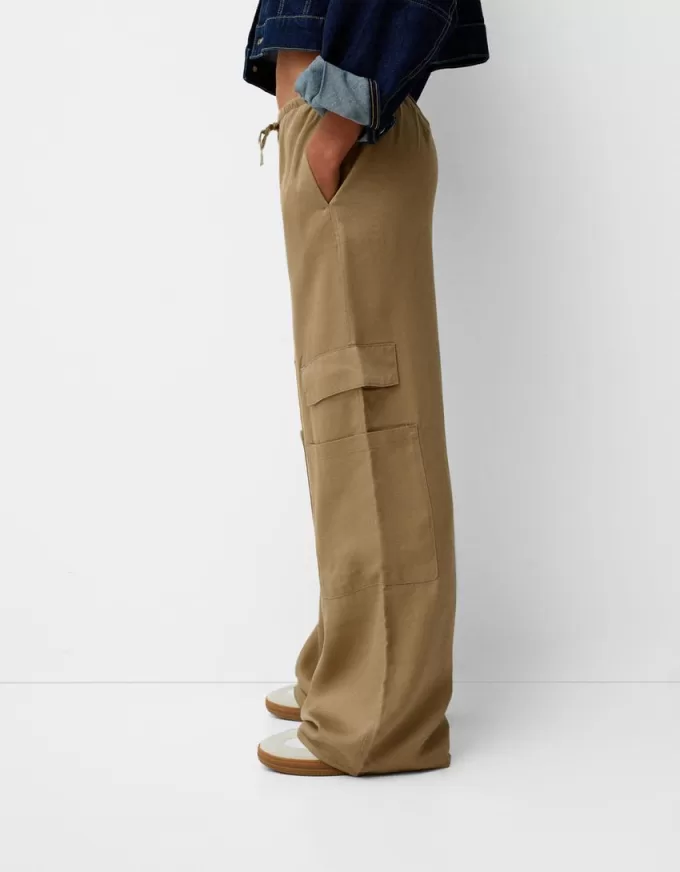 Pantalón fluido con bolsillo lateral Green