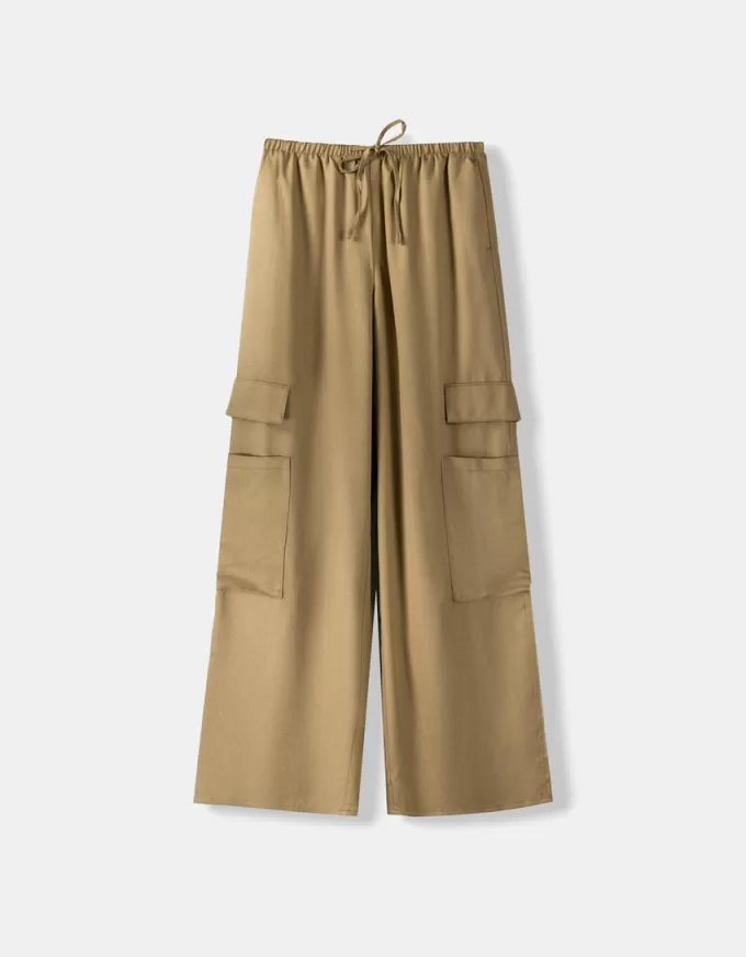Pantalón fluido con bolsillo lateral Green