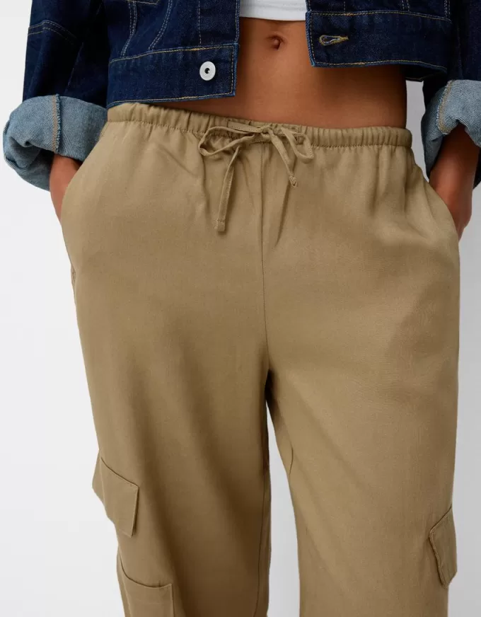 Pantalón fluido con bolsillo lateral Green
