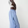Pantalón fluido con lazos laterales Light blue