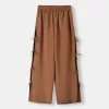 Pantalón fluido con lazos laterales Brown