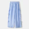 Pantalón fluido con lazos laterales Light blue