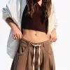 Pantalón fluido con pinzas Brown