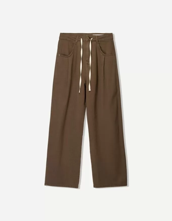 Pantalón fluido con pinzas Brown