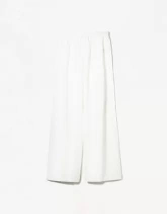 Pantalón mezcla de lino con cinturilla elástica Off white