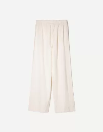 Pantalón mezcla de lino con cinturilla elástica Sand