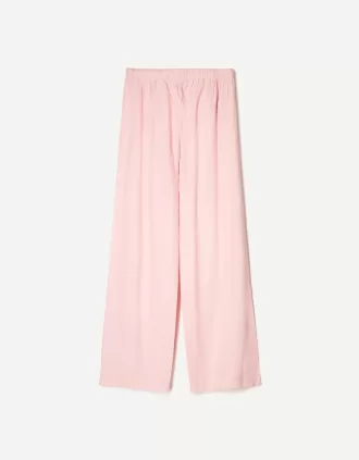 Pantalón mezcla de lino con cinturilla elástica Pink