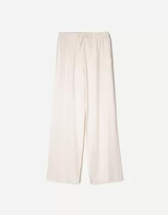 Pantalón mezcla de lino con cinturilla elástica Sand