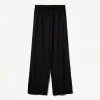 Pantalón mezcla de lino con cinturilla elástica Black