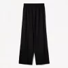 Pantalón mezcla de lino con cinturilla elástica Black