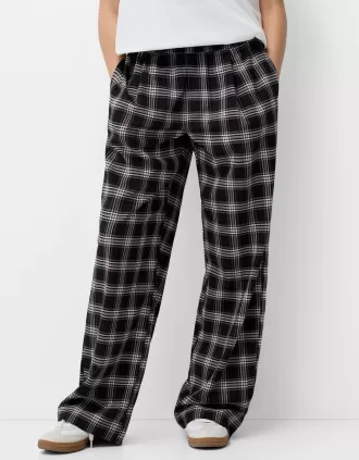 Pantalón recto cuadros Black