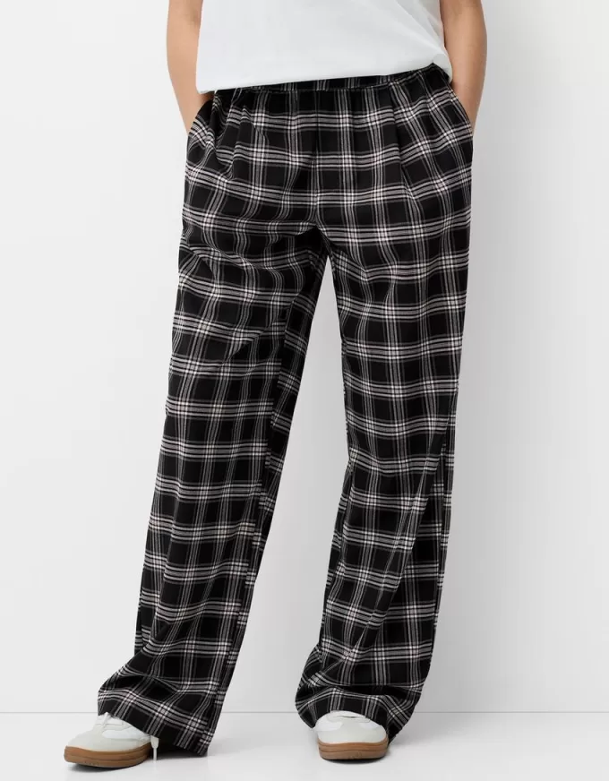 Pantalón recto cuadros Black