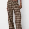 Pantalón recto cuadros Brown