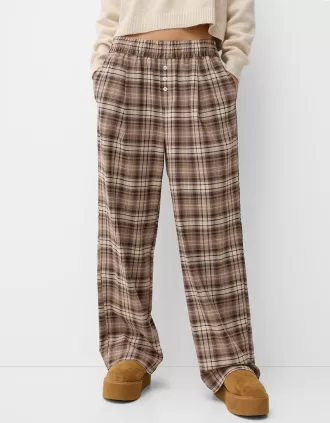 Pantalón recto cuadros Brown