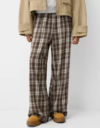 Pantalón recto cuadros Brown