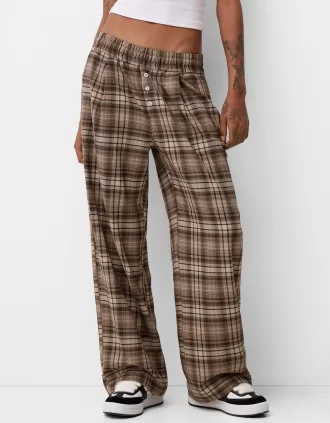 Pantalón recto cuadros Brown