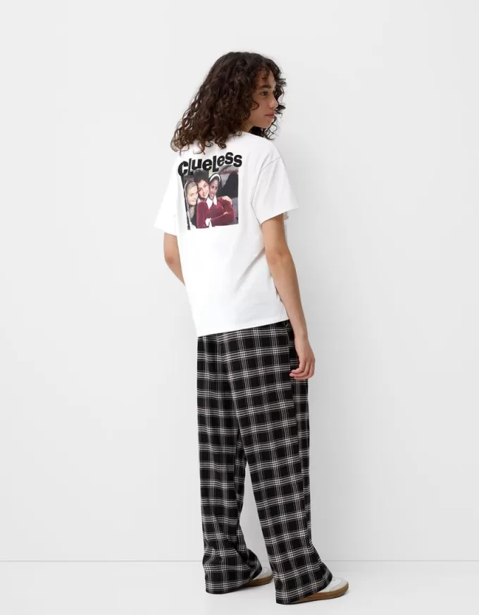 Pantalón recto cuadros Black