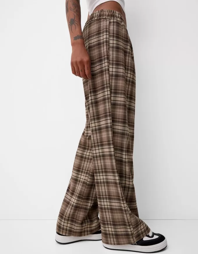 Pantalón recto cuadros Brown