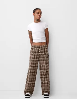 Pantalón recto cuadros Brown