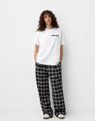 Pantalón recto cuadros Black
