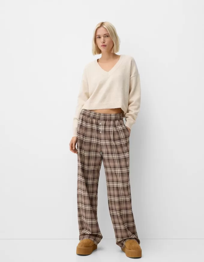 Pantalón recto cuadros Brown Pantalón recto cuadros Brown