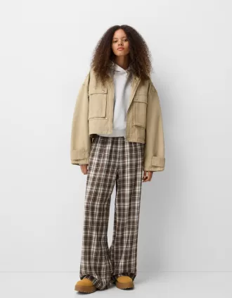 Pantalón recto cuadros Brown