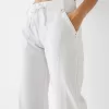 Pantalón recto de algodón con cintura de canalé White