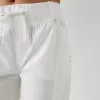 Pantalón recto de algodón con cintura de canalé White