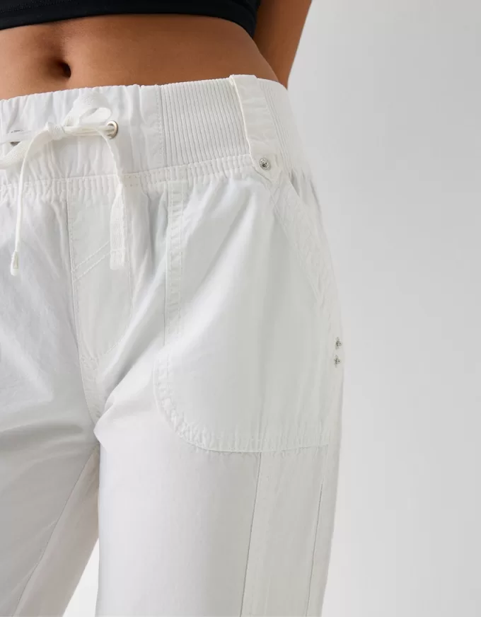 Pantalón recto de algodón con cintura de canalé White
