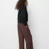 Pantalón recto de rayas con cintura elástica Brown Pantalón recto de rayas con cintura elástica Brown