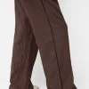 Pantalón recto de rayas con cintura elástica Brown Pantalón recto de rayas con cintura elástica Brown