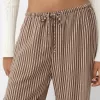 Pantalón recto de rayas con cintura elástica Brown