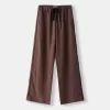 Pantalón recto de rayas con cintura elástica Brown Pantalón recto de rayas con cintura elástica Brown
