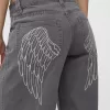 Pantalón recto de sarga estampado Grey Pantalón recto de sarga estampado Grey