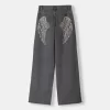 Pantalón recto de sarga estampado Grey Pantalón recto de sarga estampado Grey