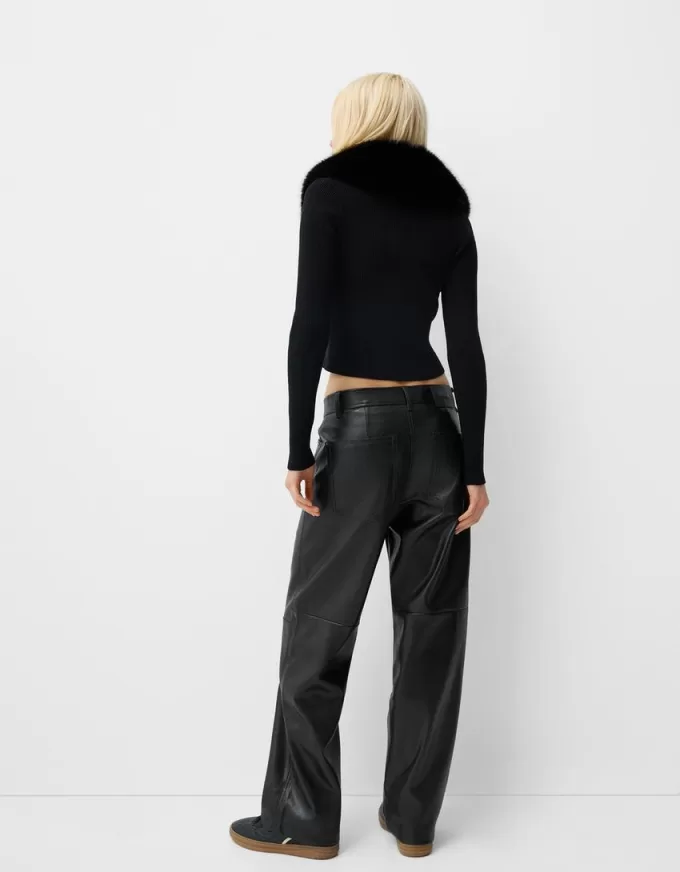 Pantalón recto efecto piel Black Pantalón recto efecto piel Black