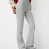 Pantalones acampanados con cintura de canalé Grey Pantalones acampanados con cintura de canalé Grey