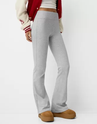 Pantalones acampanados con cintura de canalé Grey