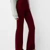 Pantalones acampanados con cintura de canalé Burgundy