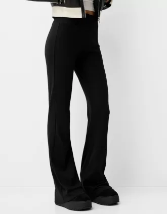 Pantalones acampanados con cintura de canalé Black