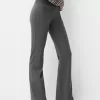 Pantalones acampanados con cintura de canalé Dark grey