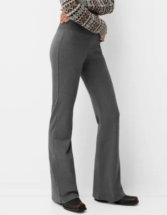 Pantalones acampanados con cintura de canalé Dark grey