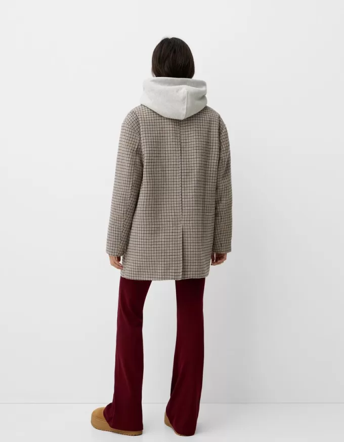 Pantalones acampanados con cintura de canalé Burgundy