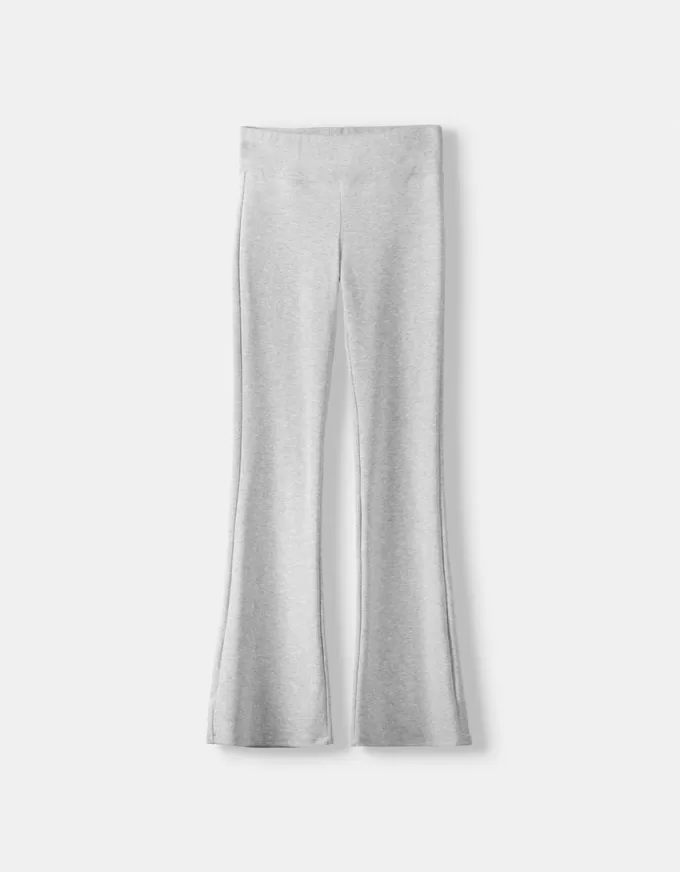 Pantalones acampanados con cintura de canalé Grey Pantalones acampanados con cintura de canalé Grey